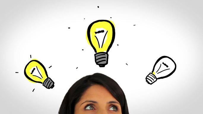 灯泡出现在女人头上动画特效