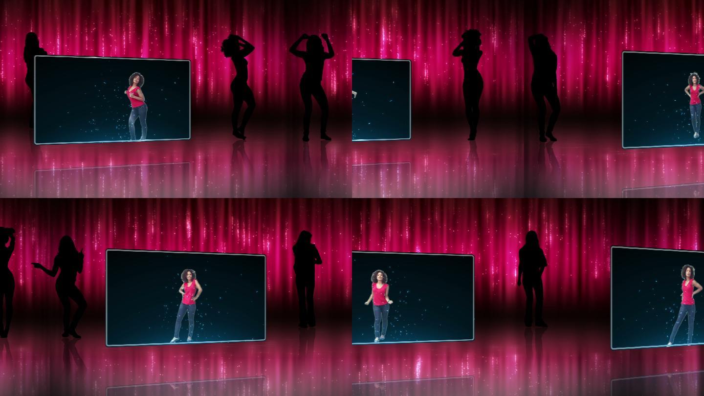 一个穿着粉色衣服跳舞的女人的动画