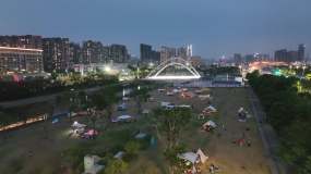 城市河边露营夜景视频素材