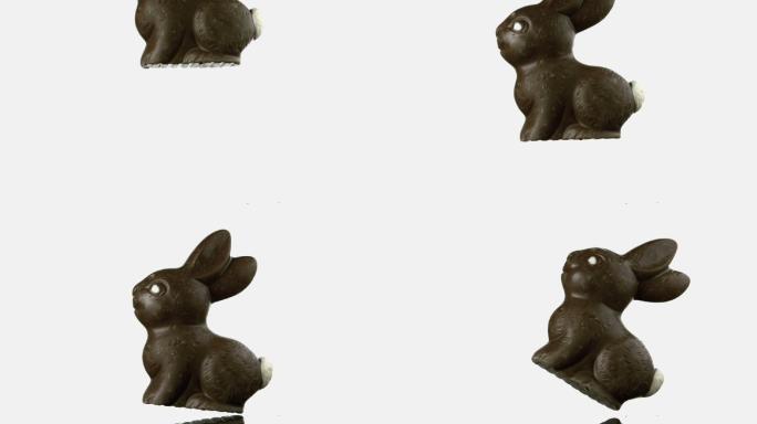 掉落的巧克力兔子特写