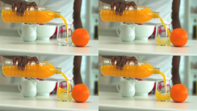 橙子和倒橙汁特写倒出倒水