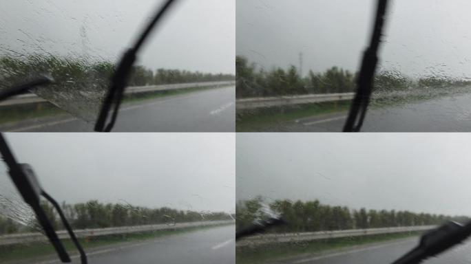 汽车雨刷 高速行驶 大雨