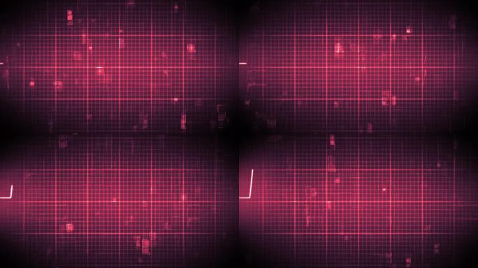 快速心率移动的数字网格背景在粉红色
