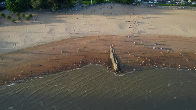 厦门航拍厦大白城沙滩海边景观