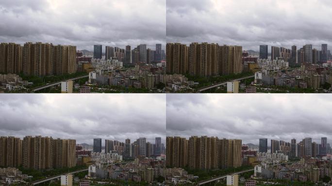 4K正版-实拍强台风前夕城市场景