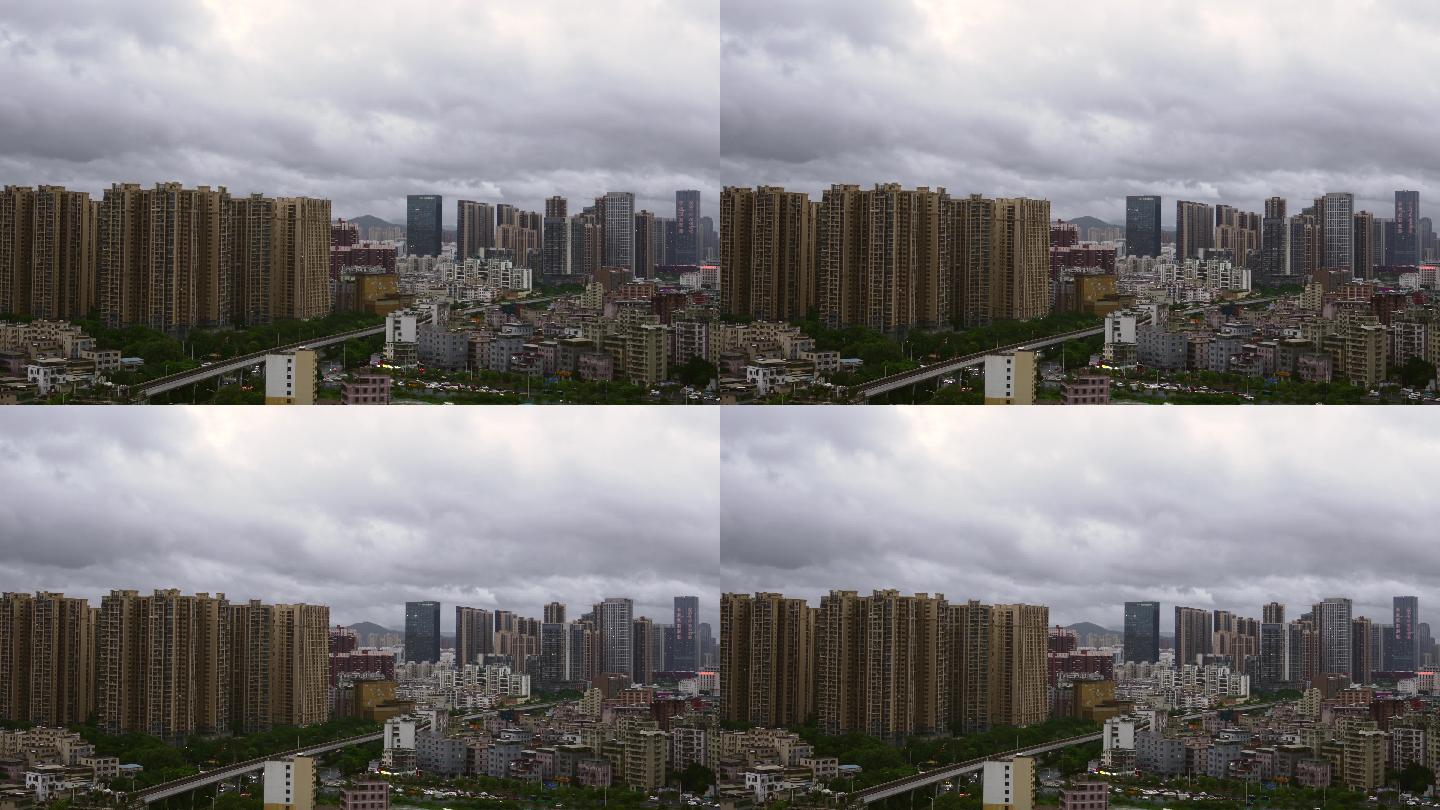 4K正版-实拍强台风前夕城市场景