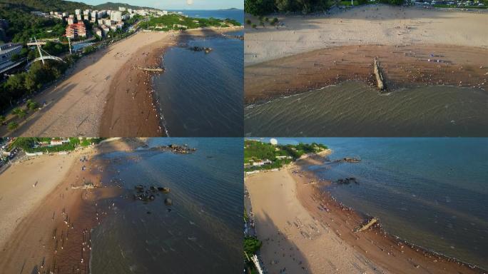 厦门航拍厦大白城沙滩海边景观