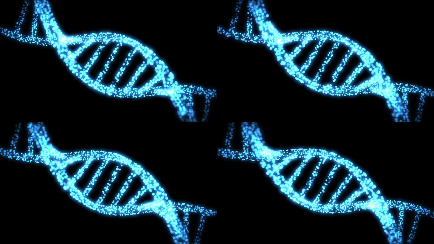 闪烁的蓝色中出现和消失的DNA螺旋