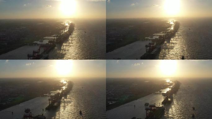 4K原素材-航拍外高桥港区集装箱码头