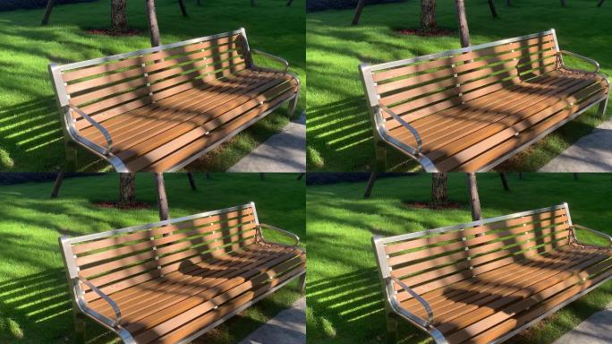 城市公园草坪长凳长椅阳光光影