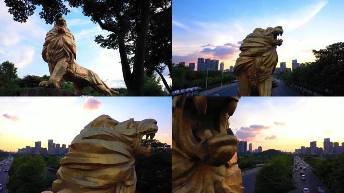 贵阳观山湖区狮子雕塑航拍