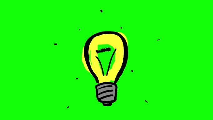 灯泡标志动画特效卡通灯泡发光绿屏