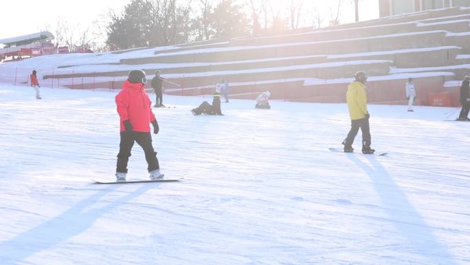滑雪场冰雪运动滑雪 慢动作 升格 吉林