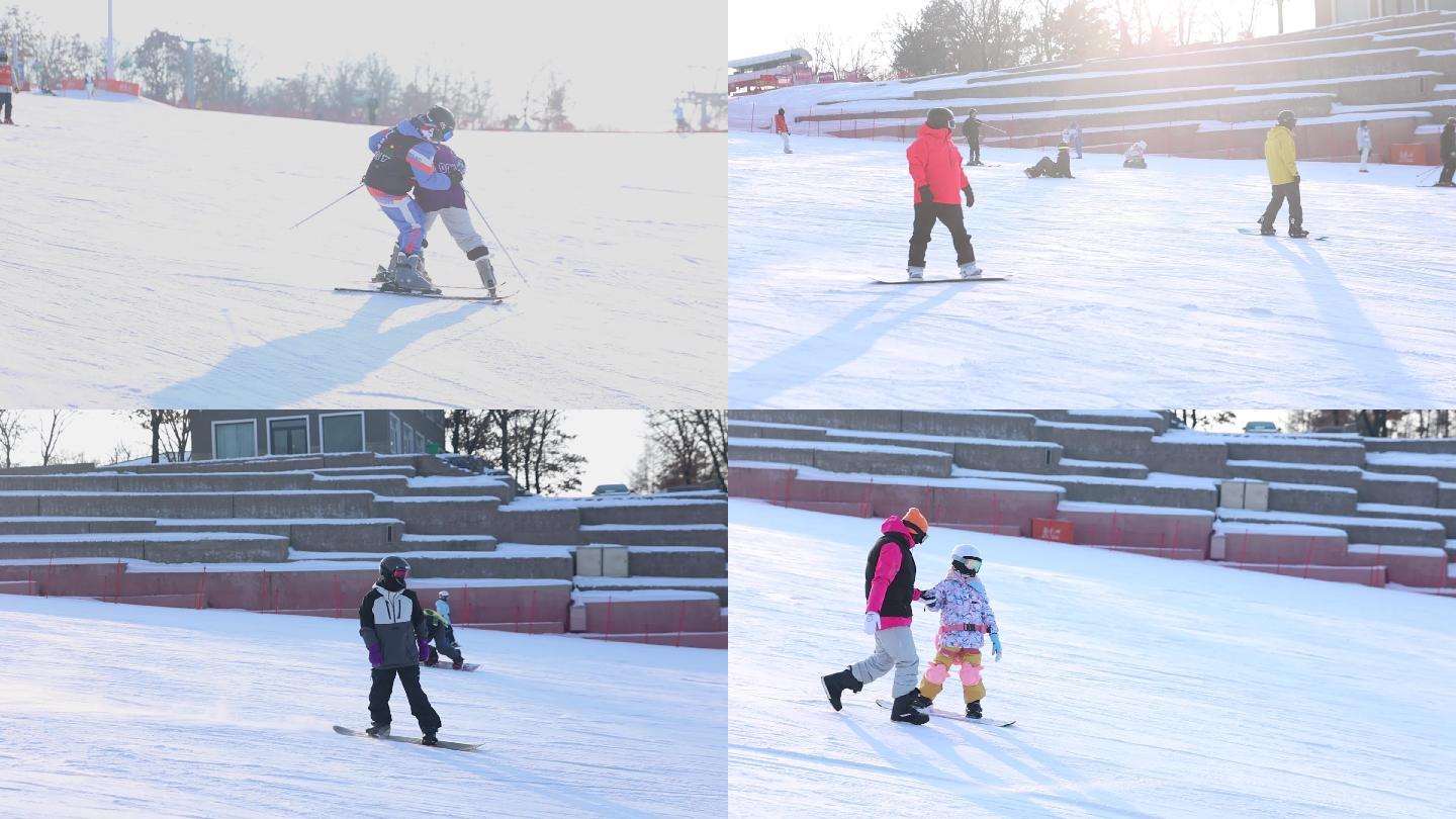 滑雪场冰雪运动滑雪 慢动作 升格 吉林