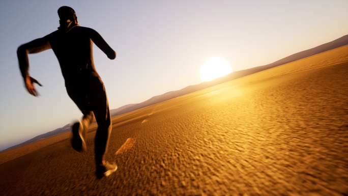 运动员奔跑迎接日出追逐太阳