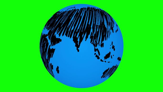 旋转绘制的地球在绿色屏幕上特效