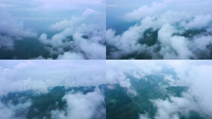 4k航拍山间薄雾云雾缭绕自然风光空镜头