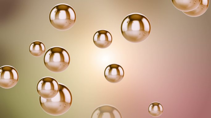 金色泡泡漂浮在半空中动画特效