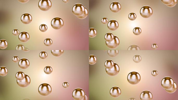 金色泡泡漂浮在半空中动画特效