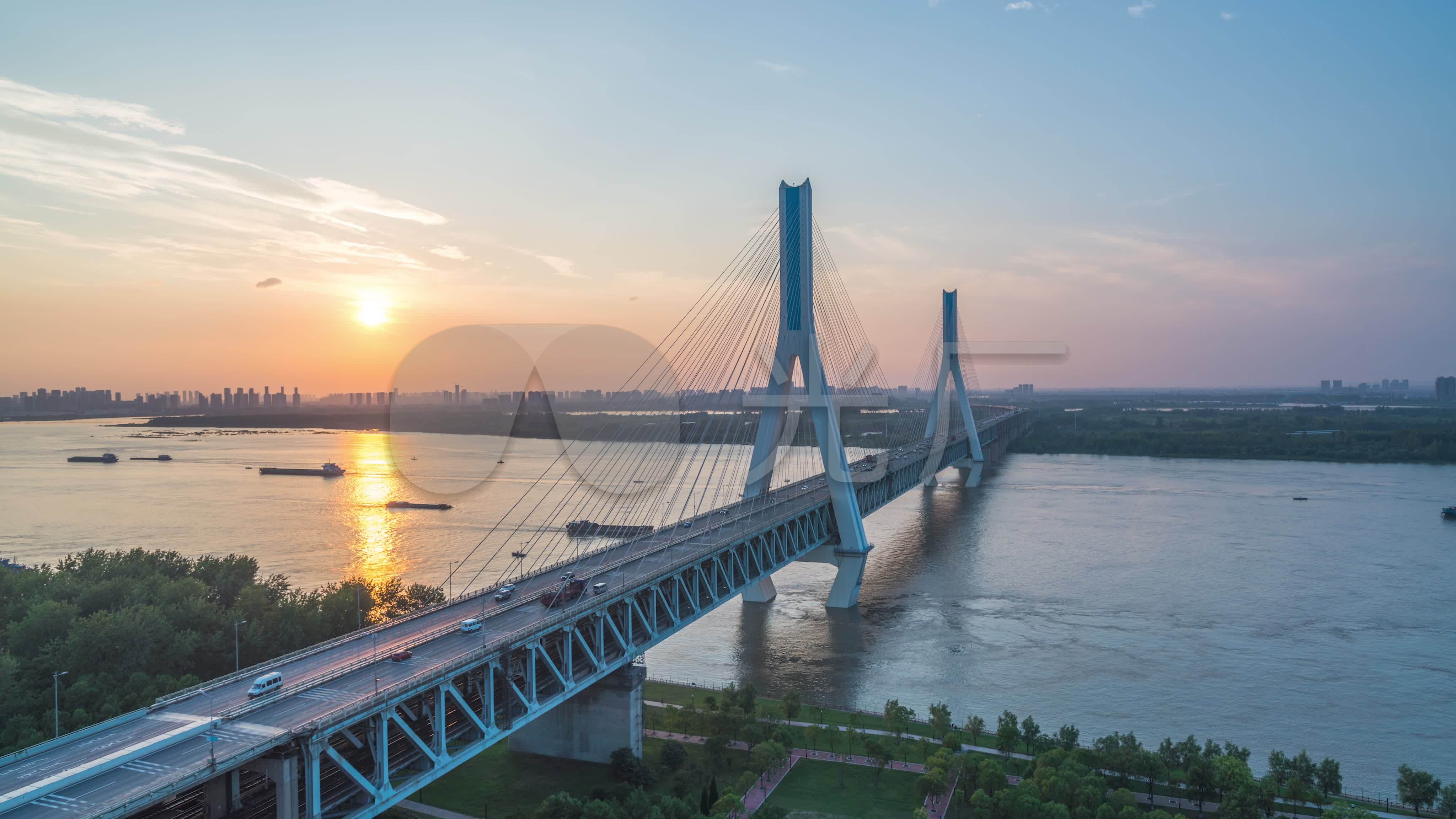 中国，武汉，长江大桥，日落，摄影预览 | 10wallpaper.com