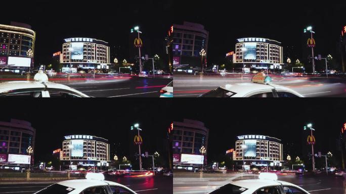 夜景 二三线城市光轨延时摄影 城市风光
