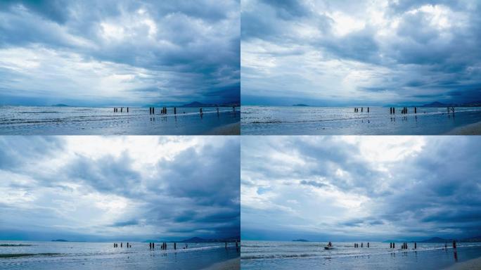三亚海滩 椰梦长廊海滩 移动的云空镜天空
