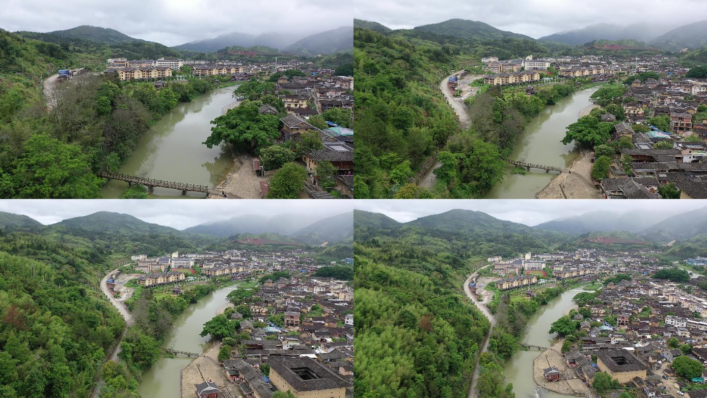 福建土楼云水谣和贵楼航拍漳州南靖古镇房屋