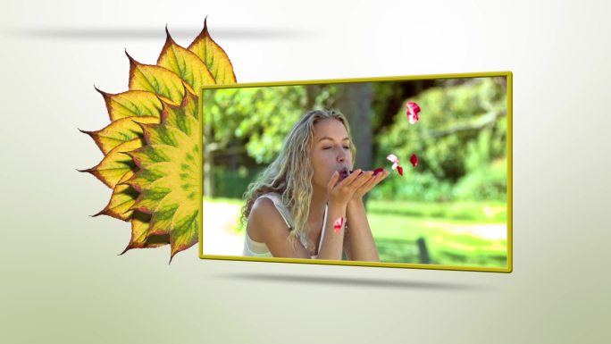 女人吹树叶和泡泡的动画特效