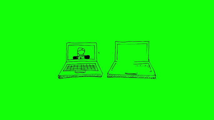 绿色屏幕上出现电脑动画特效