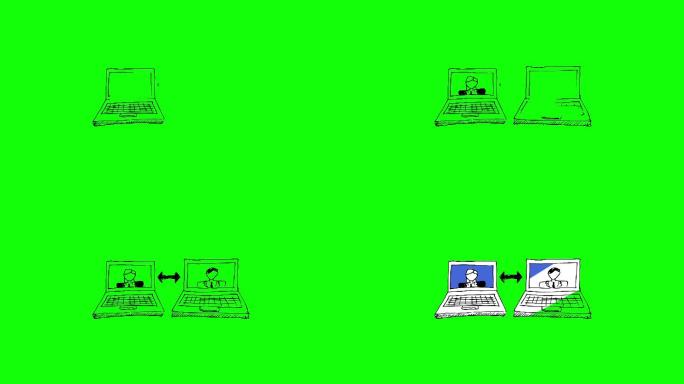 绿色屏幕上出现电脑动画特效