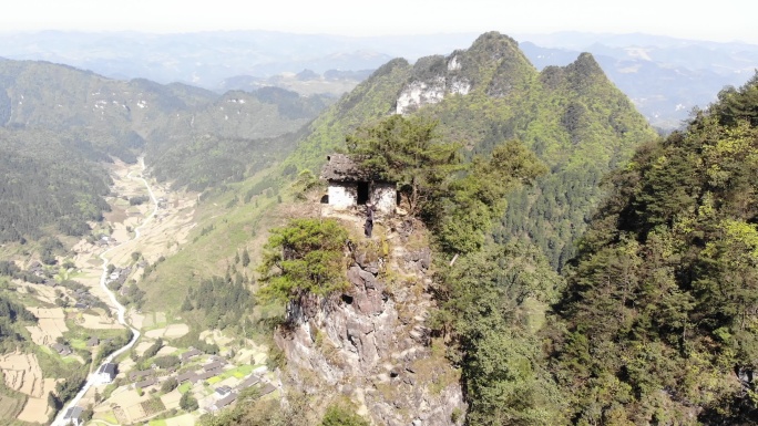贵州 山顶房子    航拍  风景