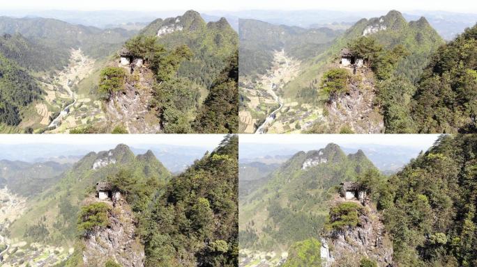 贵州 山顶房子    航拍  风景
