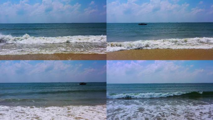 沙滩海边海浪花蓝天大海