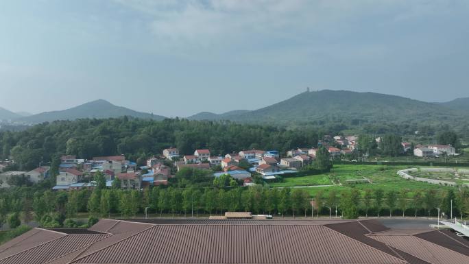 航拍襄阳古隆中风景区游客中心旅游风光