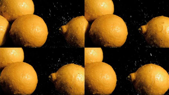 被水打湿的柠檬特写