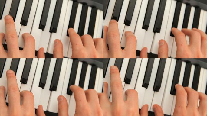 手指在画室里触摸钢琴键