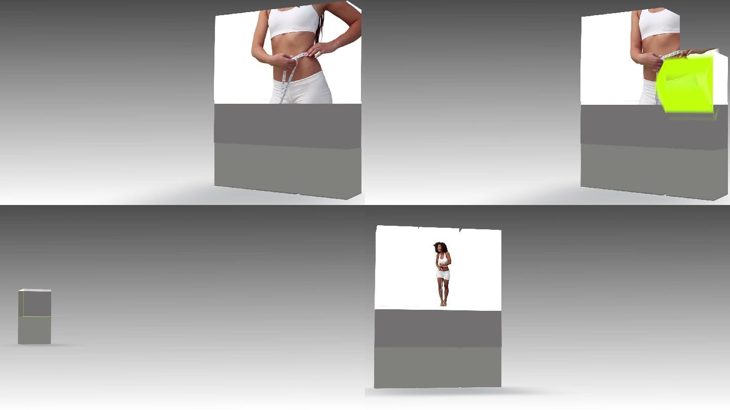 女性测量腰围的动画