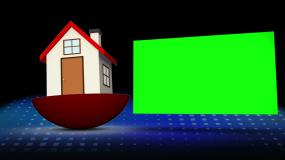 在黑色背景上的一个色度键空间之外的红色模型房子视频素材