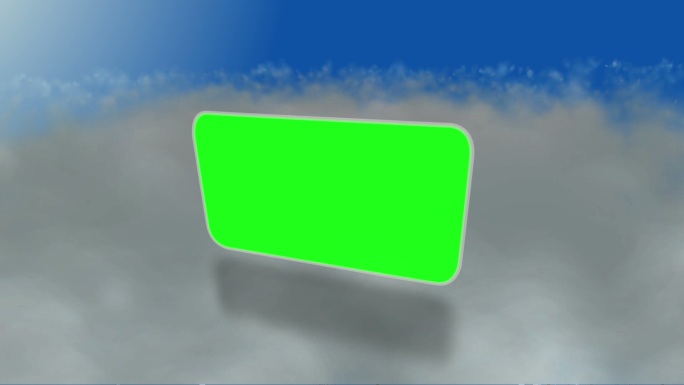 蓝色背景的云上的绿色屏幕蒙太奇