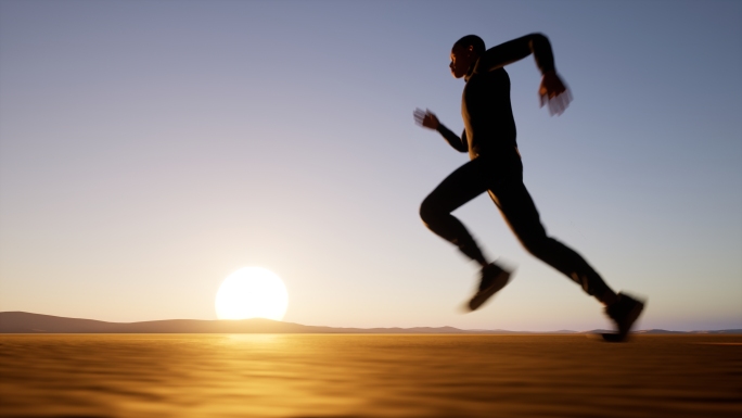 运动员奔跑迎接日出追逐太阳