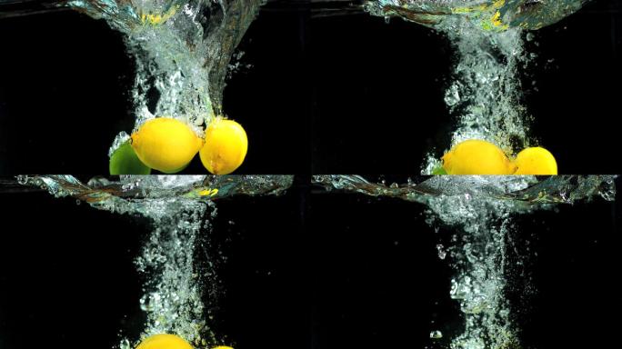 水中的柠檬特写果蔬果子果实