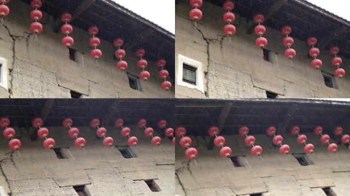 下雨天老房子古代建筑雨天福建古厝老房屋