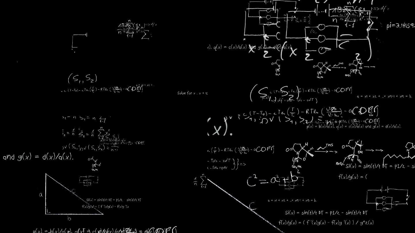 数学方程式出现在黑板上动画特效