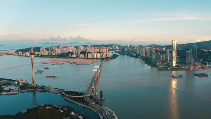 粤港澳大湾区横琴澳门航拍加长