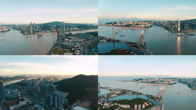 粤港澳大湾区横琴澳门航拍加长