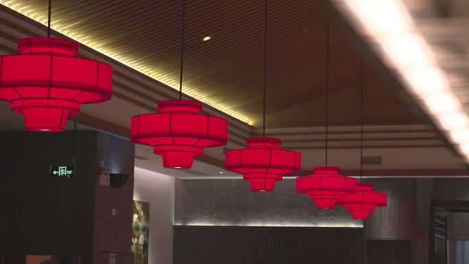 4K正版-中式餐厅红色灯笼灯具 01
