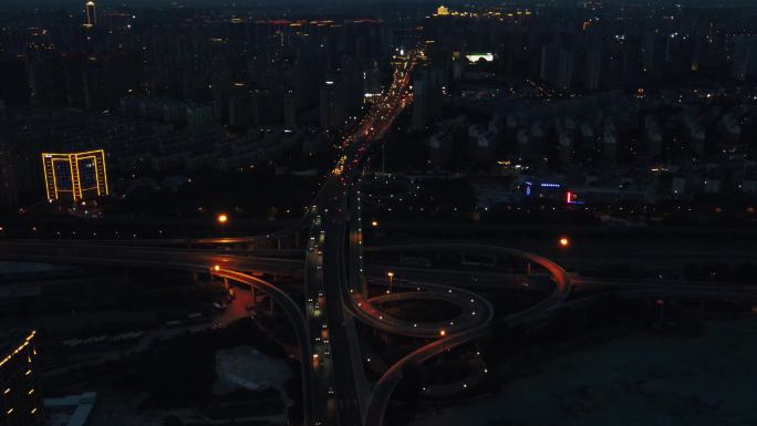 立交桥灯光 交通便利 夜景 纵横交错