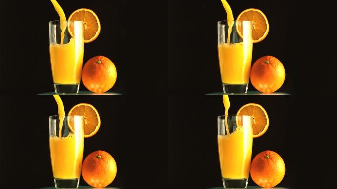 橙子和倒橙汁特写饮料饮品广告宣传黄色诱人