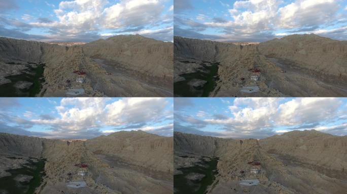 西藏古格遗址航拍向下角度