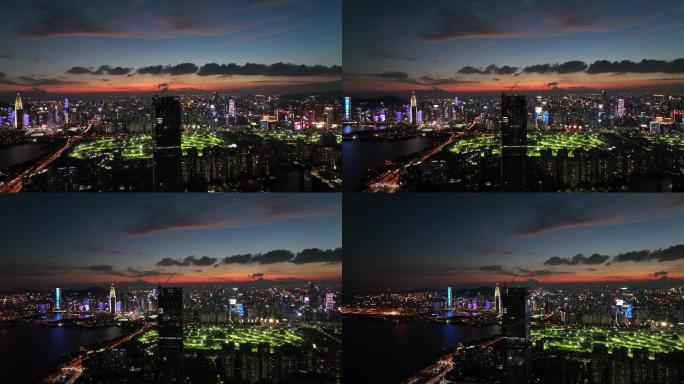 深圳湾超级总部瑧湾汇日落4K航拍视频
